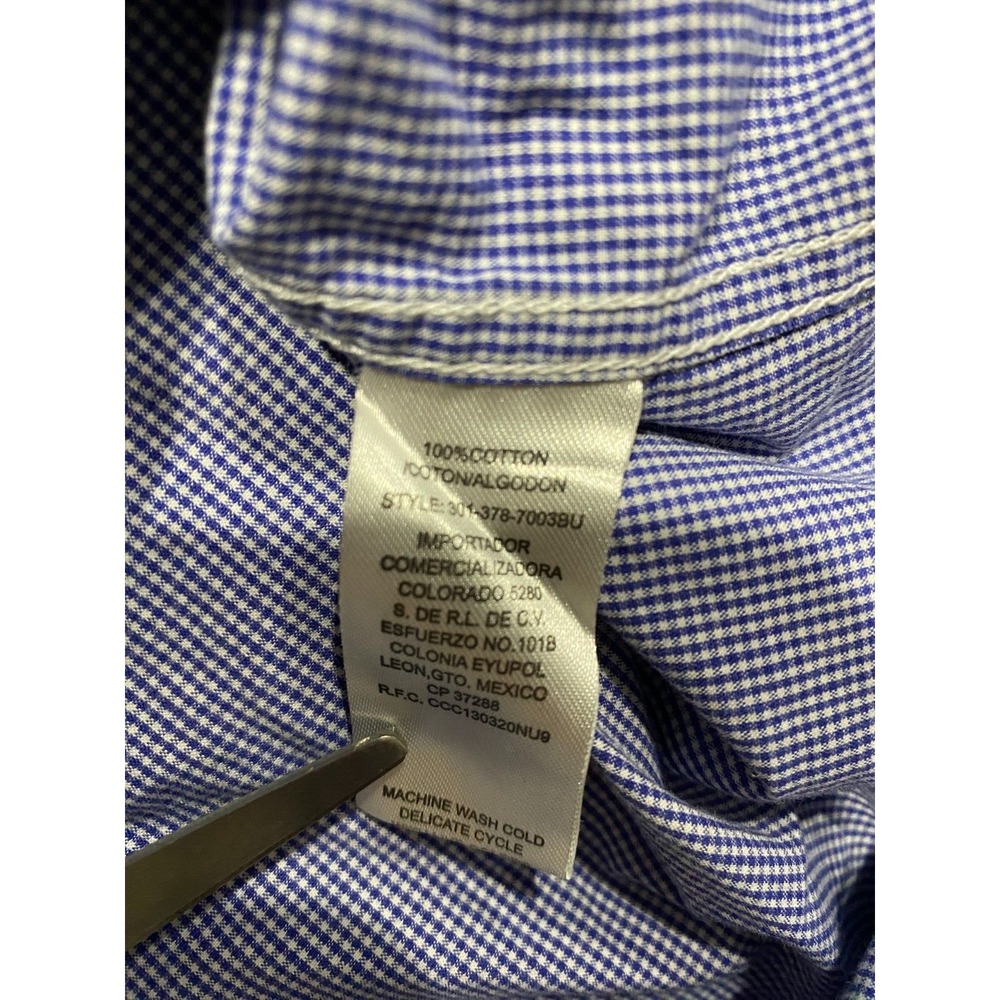 Roper Button Down Shirt Mens XL Small Blue & White Gingham Cowboy Western Casual - Picture 4 of 10